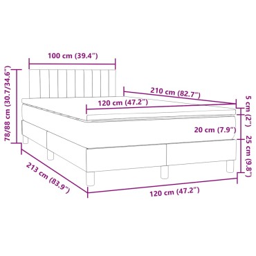 vidaXL Κρεβάτι Boxspring με Στρώμα Σκούρο Πράσινο 120x210εκ. Βελούδινο