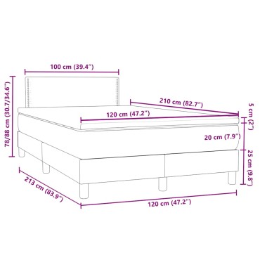 vidaXL Κρεβάτι Boxspring με Στρώμα Σκούρο Πράσινο 120x210εκ. Βελούδινο