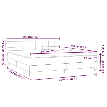 vidaXL Κρεβάτι Boxspring με Στρώμα Σκούρο Γκρι 200x210 εκ. Βελούδινο