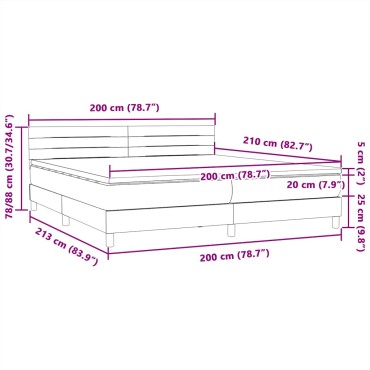 vidaXL Κρεβάτι Boxspring με Στρώμα Σκούρο Γκρι 200x210 εκ. Βελούδινο