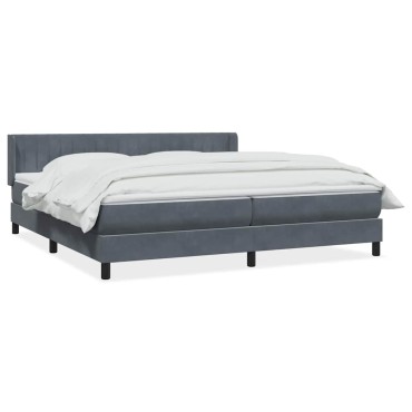 vidaXL Κρεβάτι Boxspring με Στρώμα Σκούρο Γκρι 200x210 εκ. Βελούδινο