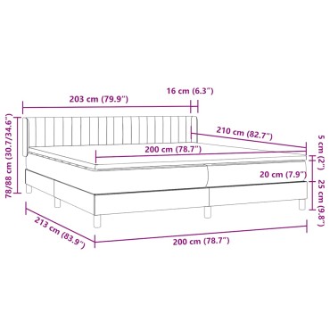 vidaXL Κρεβάτι Boxspring με Στρώμα Σκούρο Γκρι 200x210 εκ. Βελούδινο