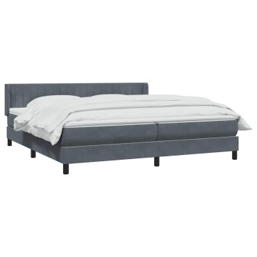 vidaXL Κρεβάτι Boxspring με Στρώμα Σκούρο Γκρι 200x210 εκ. Βελούδινο