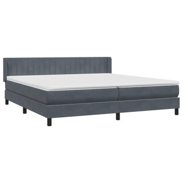 vidaXL Κρεβάτι Boxspring με Στρώμα Σκούρο Γκρι 200x210 εκ. Βελούδινο