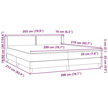 vidaXL Κρεβάτι Boxspring με Στρώμα Σκούρο Γκρι 200x210 εκ. Βελούδινο