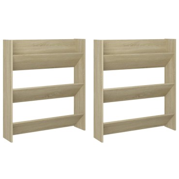 vidaXL Παπουτσοθήκες Τοίχου 2 τεμ. Sonoma Δρυς 80x18x90cm Μοριοσανίδα
