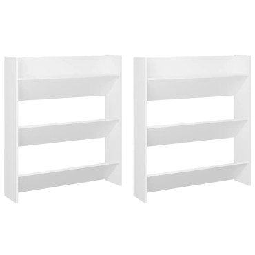 vidaXL Παπουτσοθήκες Τοίχου 2 τεμ. Λευκές 80x18x90cm από Επεξ. Ξύλο
