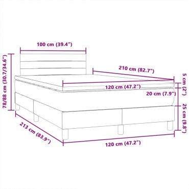 vidaXL Κρεβάτι Boxspring με Στρώμα Σκούρο Πράσινο 120x210εκ. Βελούδινο