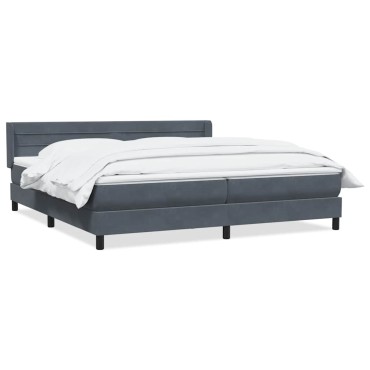 vidaXL Κρεβάτι Boxspring με Στρώμα Σκούρο Γκρι 200x210 εκ. Βελούδινο