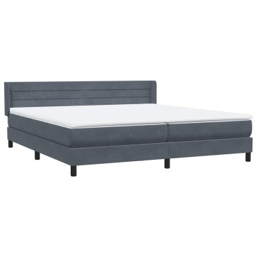 vidaXL Κρεβάτι Boxspring με Στρώμα Σκούρο Γκρι 200x210 εκ. Βελούδινο
