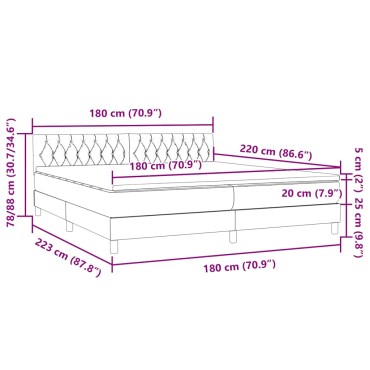 vidaXL Box Spring κρεβάτι με στρώμα ροζ 180x220 cm Βελούδινο