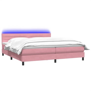 vidaXL Box Spring κρεβάτι με στρώμα ροζ 180x220 cm Βελούδινο