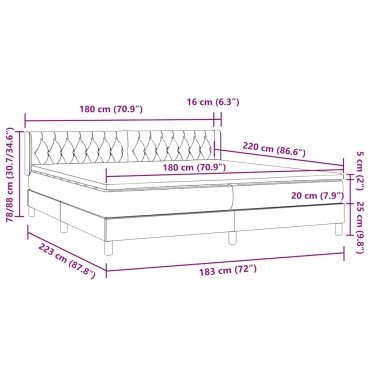 vidaXL Box Spring κρεβάτι με στρώμα ροζ 180x220 cm Βελούδινο