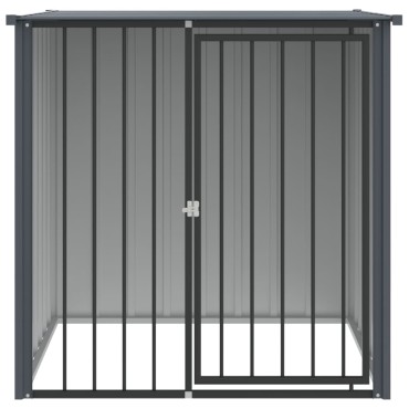 vidaXL Σπιτάκι Σκύλου με Οροφή Μαύρο 110x103x109 εκ. Γαλβαν. Χάλυβας