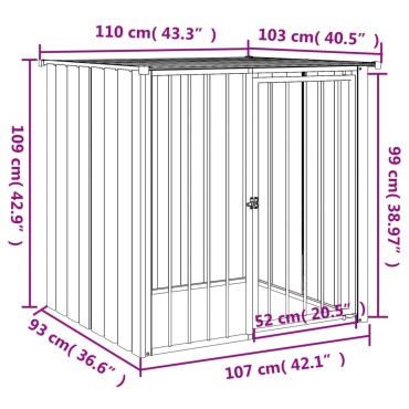vidaXL Σπιτάκι Σκύλου με Οροφή Μαύρο 110x103x109 εκ. Γαλβαν. Χάλυβας