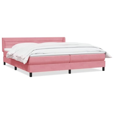 vidaXL Box Spring κρεβάτι με στρώμα ροζ 180x220 cm Βελούδινο