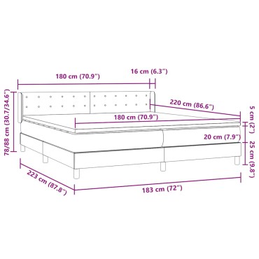 vidaXL Box Spring κρεβάτι με στρώμα ροζ 180x220 cm Βελούδινο