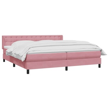 vidaXL Box Spring κρεβάτι με στρώμα ροζ 180x220 cm Βελούδινο