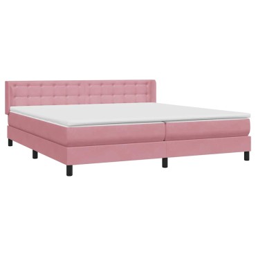 vidaXL Box Spring κρεβάτι με στρώμα ροζ 180x220 cm Βελούδινο