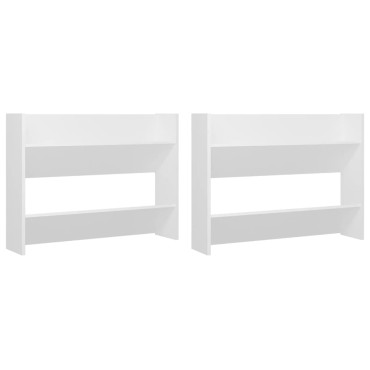 vidaXL Παπουτσοθήκες Τοίχου 2 τεμ. Λευκό 80x18x60cm Μοριοσανίδα