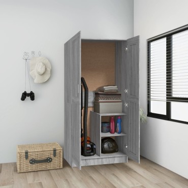 vidaXL Ντουλάπα Γκρι Sonoma 82,5x51,5x180cm από Επεξεργασμένο Ξύλο 1 τεμ.