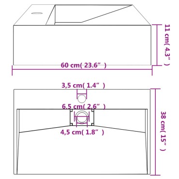 vidaXL Νιπτήρας Μαύρος Ματ 60x38x11 εκ. Συνθετικός από Τεχνητό Μάρμαρο