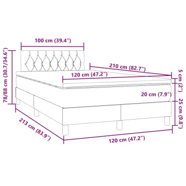 vidaXL Κρεβάτι Boxspring με Στρώμα Σκούρο Πράσινο 120x210εκ. Βελούδινο