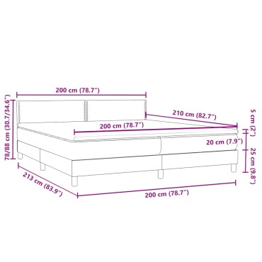 vidaXL Κρεβάτι Boxspring με Στρώμα Σκούρο Γκρι 200x210 εκ. Βελούδινο