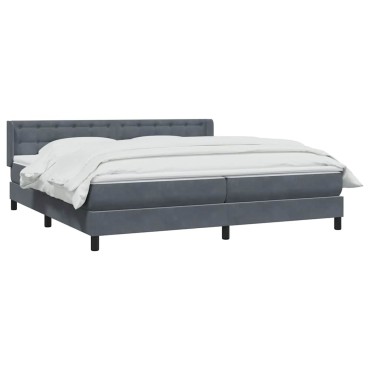 vidaXL Κρεβάτι Boxspring με Στρώμα Σκούρο Γκρι 200x210 εκ. Βελούδινο