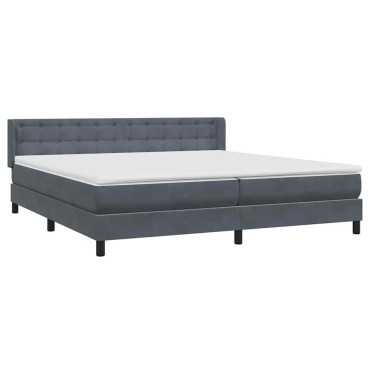vidaXL Κρεβάτι Boxspring με Στρώμα Σκούρο Γκρι 200x210 εκ. Βελούδινο