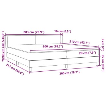 vidaXL Κρεβάτι Boxspring με Στρώμα Σκούρο Γκρι 200x210 εκ. Βελούδινο