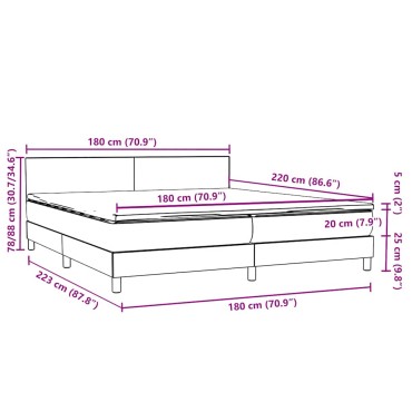 vidaXL Box Spring κρεβάτι με στρώμα ροζ 180x220 cm Βελούδινο