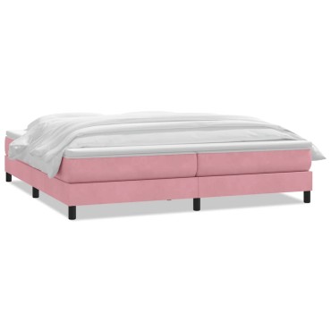 vidaXL Box Spring κρεβάτι με στρώμα ροζ 180x220 cm Βελούδινο
