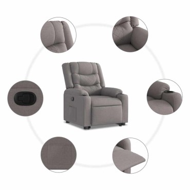 vidaXL Πολυθρόνα Ανακλινόμενη με Ανύψωση Χρώμα Taupe Υφασμάτινη 77x93x99cm 1 τεμ.
