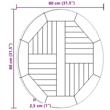vidaXL Επιφάνεια Τραπεζιού Στρογγυλή Μασίφ Ξύλο Teak