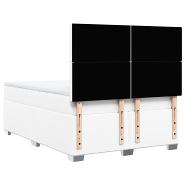 vidaXL Κρεβάτι Boxspring με Στρώμα Λευκό 160x200εκ.από Συνθετικό Δέρμα