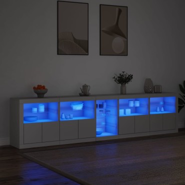 vidaXL Μπουφές με Φώτα LED Λευκός 283x37x67cm 1 τεμ.