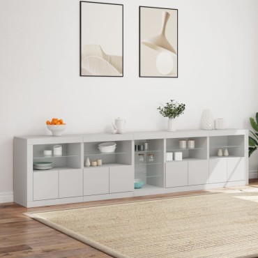vidaXL Μπουφές με Φώτα LED Λευκός 283x37x67cm 1 τεμ.