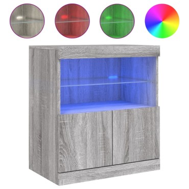 vidaXL Μπουφές με LED Γκρι Sonoma 60x37x67cm 1 τεμ.