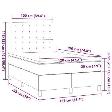 vidaXL Κρεβάτι Boxspring με Στρώμα Ροζ 120x190 εκ. Βελούδινο