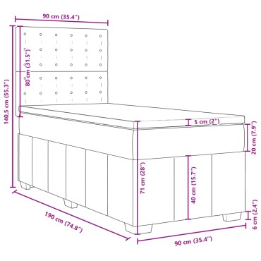 vidaXL Κρεβάτι Boxspring με Στρώμα Κρεμ 90x190 εκ.Υφασμάτινο