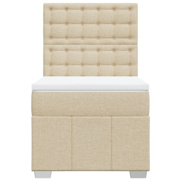 vidaXL Κρεβάτι Boxspring με Στρώμα Κρεμ 90x190 εκ.Υφασμάτινο