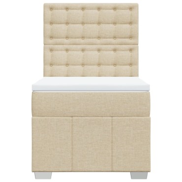 vidaXL Κρεβάτι Boxspring με Στρώμα Κρεμ 90x190 εκ.Υφασμάτινο