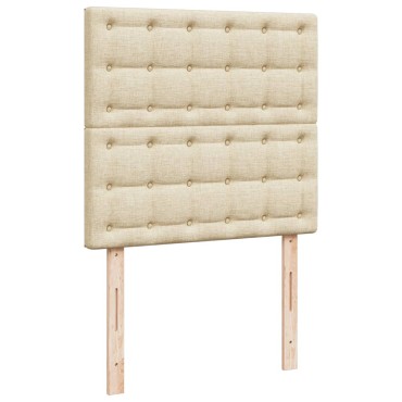 vidaXL Κρεβάτι Boxspring με Στρώμα Κρεμ 90x190 εκ.Υφασμάτινο
