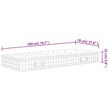 vidaXL Στρώμα με Pocket Springs Μεσαία Σκληρότητα 70x200cm 1 τεμ. - Μονό