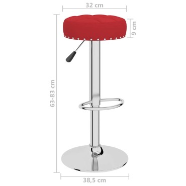 vidaXL Σκαμπό Μπαρ 2 τεμ. Μπορντό Υφασμάτινα 38,5x38,5x(63-83)cm