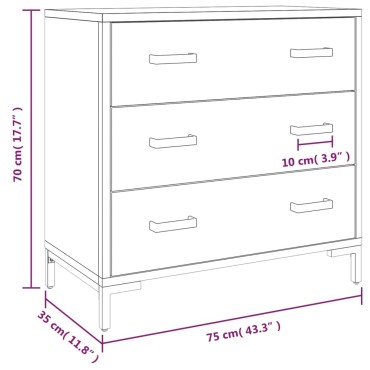 vidaXL Συρταριέρα 75x35x70cm από Μασίφ Ξύλο Πεύκου 1 τεμ.