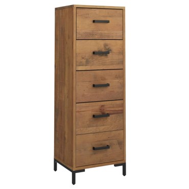vidaXL Συρταριέρα 42x35x110cm από Μασίφ Ξύλο Πεύκου 1 τεμ.