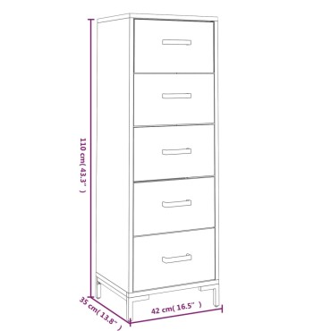 vidaXL Συρταριέρα 42x35x110cm από Μασίφ Ξύλο Πεύκου 1 τεμ.