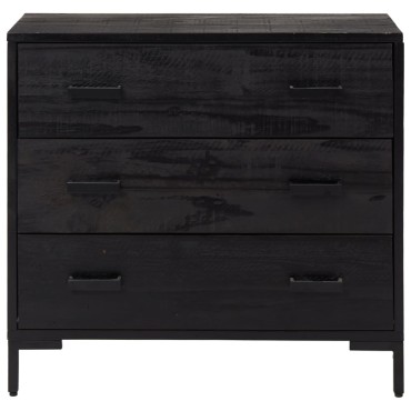 vidaXL Συρταριέρα Μαύρη 75x35x70cm από Μασίφ Ξύλο Πεύκου 1 τεμ.